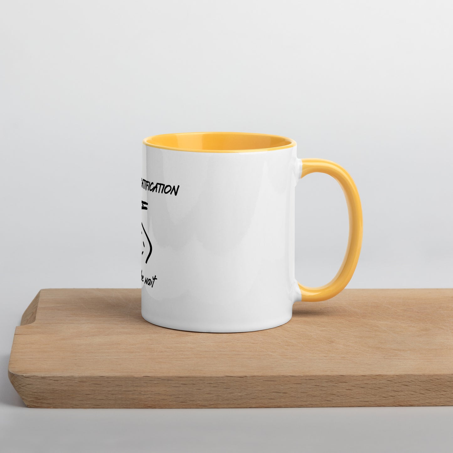 Delayed gratification mug with Color Inside