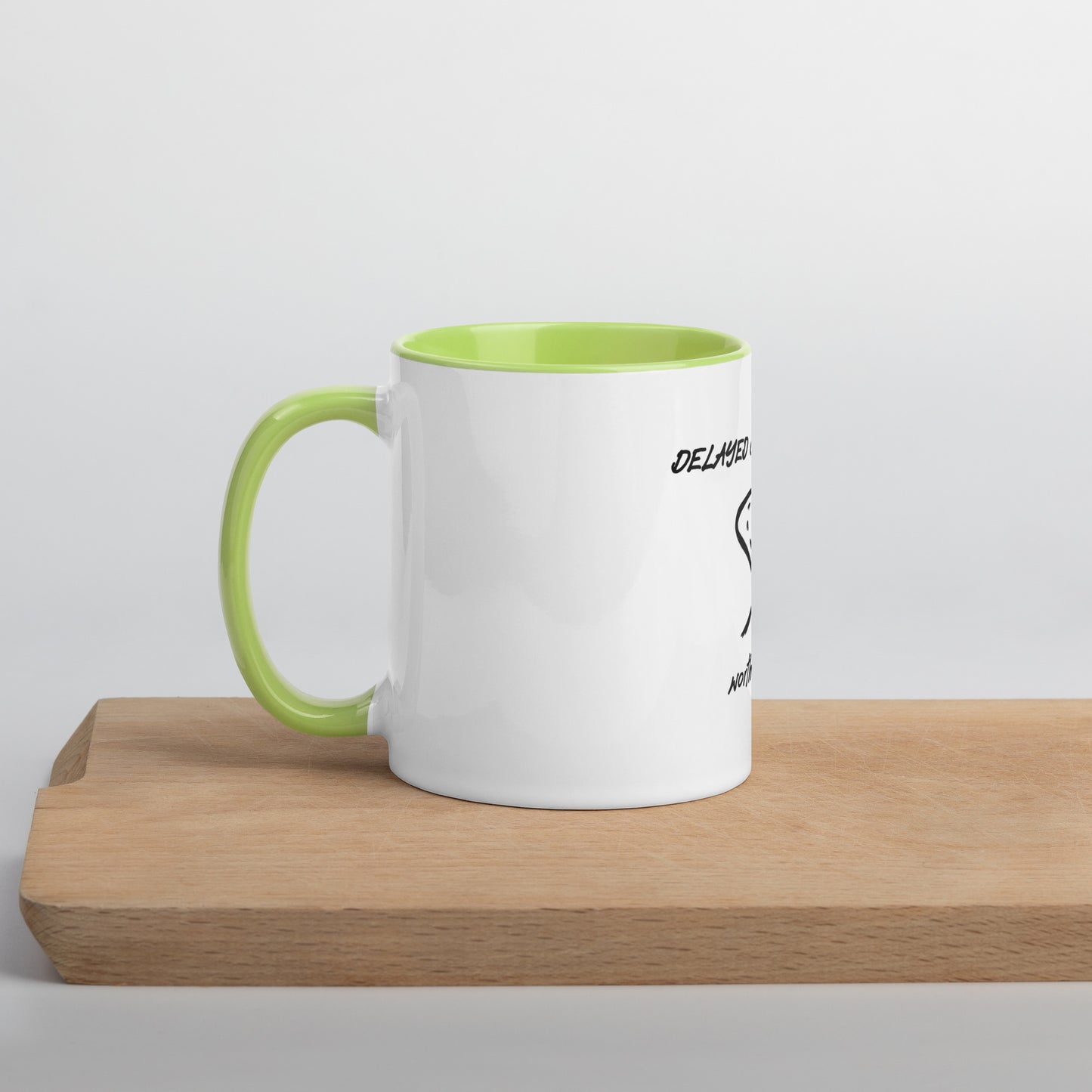 Delayed gratification mug with Color Inside