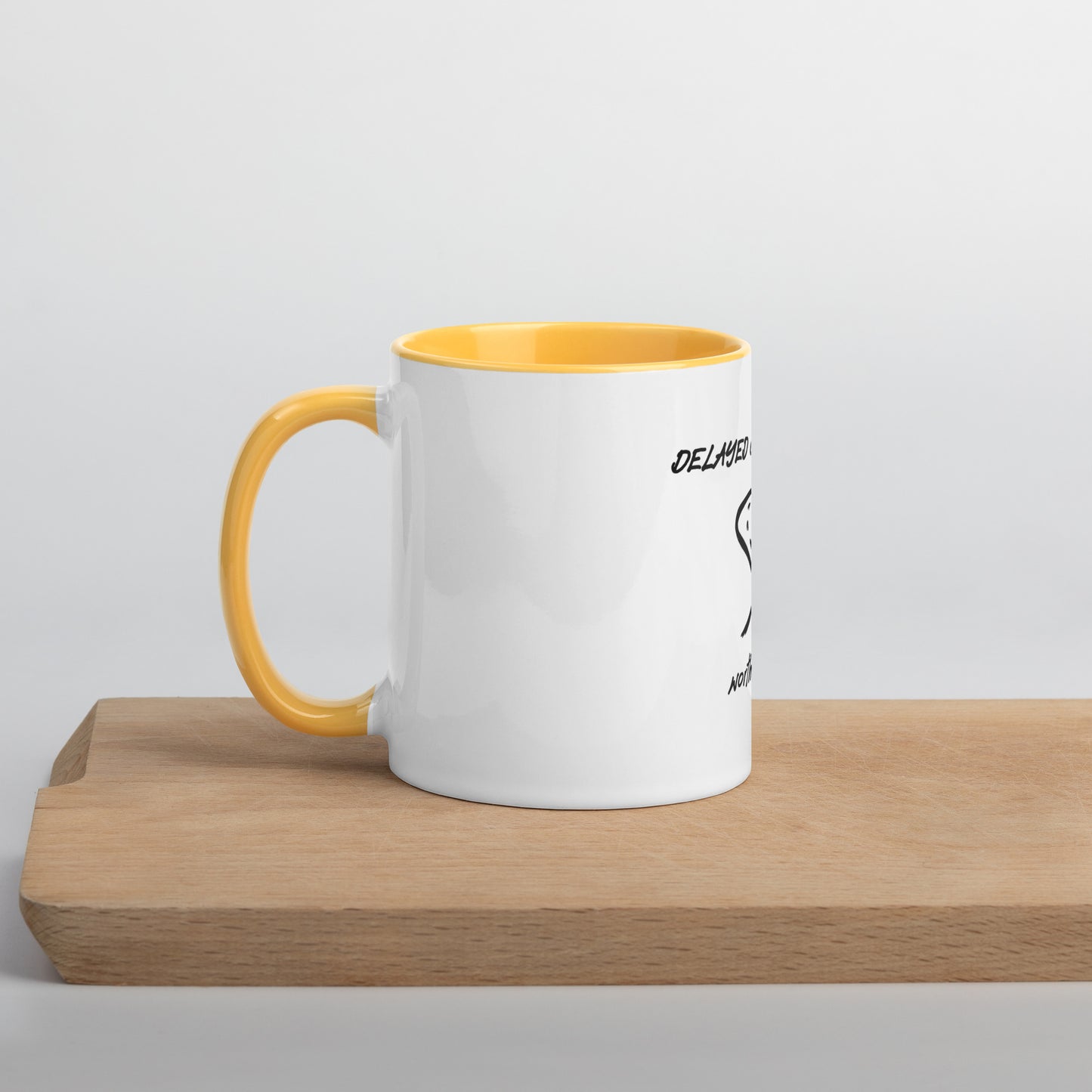 Delayed gratification mug with Color Inside