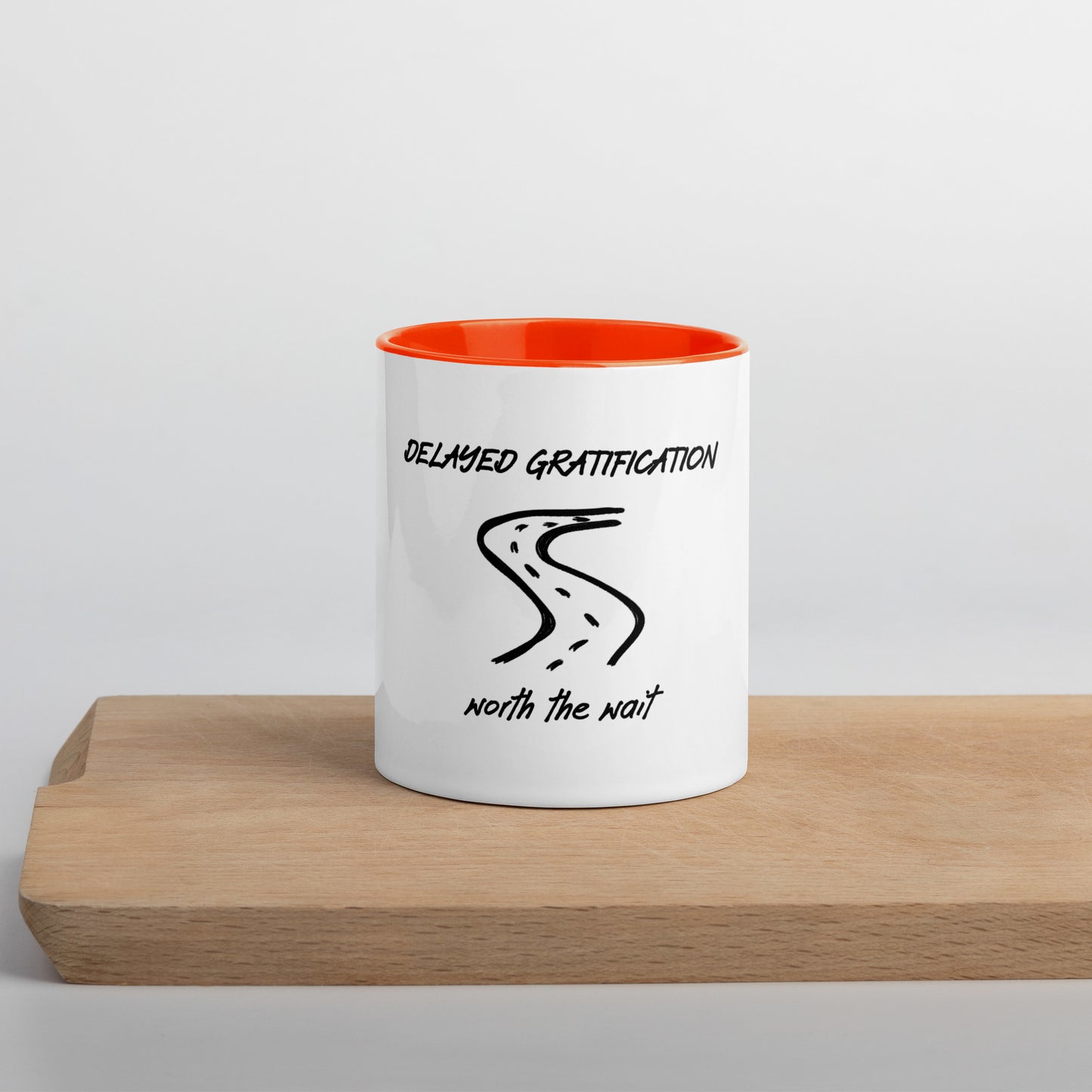 Delayed gratification mug with Color Inside